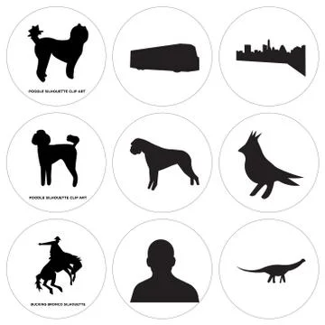 Set Of 9 simple editable icons such as , , bucking bronco Free Stock Illustration
