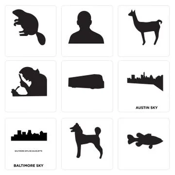 Set Of 9 simple editable icons such as , , baltimore sky Selección de ilustraciones gratis