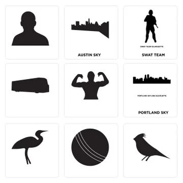 Set Of 9 simple editable icons such as , , Selección de ilustraciones gratis