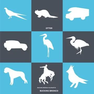 Set Of 9 simple editable icons such as , bucking bronco, Free Stock Illustration