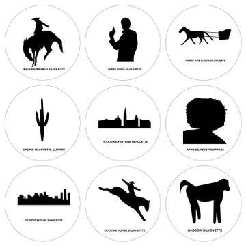 Set Of 9 simple editable icons such as baboon, bucking horse, detroit sky Free Stock Illustration