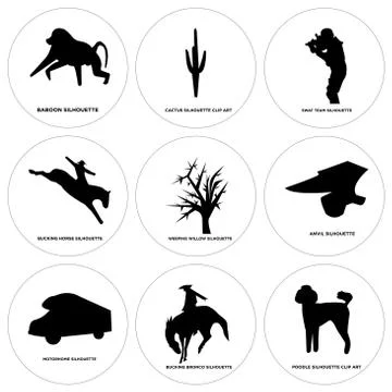 Set Of 9 simple editable icons such as poodle, bucking bronco, motorhome Free Stock Illustration