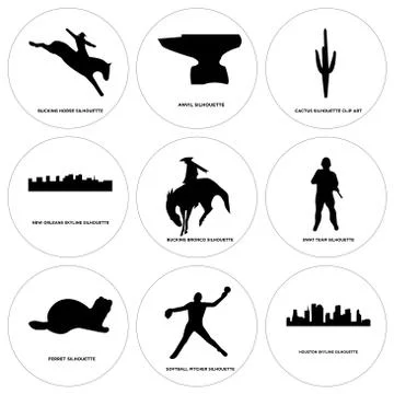 Set Of 9 simple editable icons such as houston sky, softball pitcher, ferret Free Stock Illustration