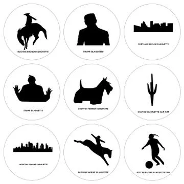 Set Of 9 simple editable icons such as soccer player, bucking horse, houston  Free Stock Illustration