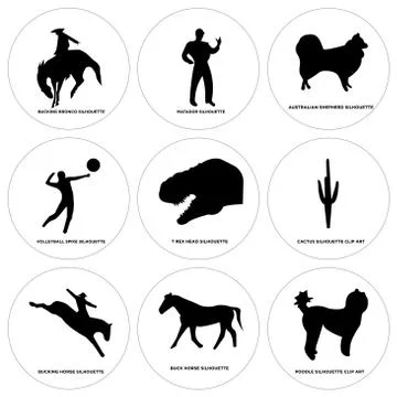 Set Of 9 simple editable icons such as poodle, buck horse, bucking horse Free Stock Illustration