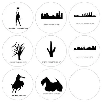 Set Of 9 simple editable icons such as scottish terrier, car, bull rider Selección de ilustraciones gratis
