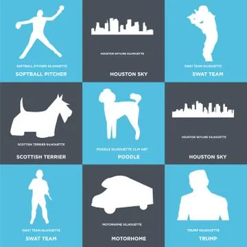 Set Of 9 simple editable icons such as trump, motorhome, swat team Free Stock Illustration