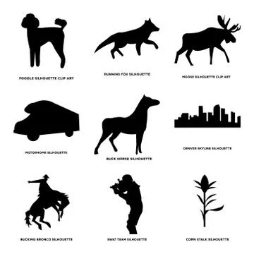 Set Of 9 simple editable icons such as corn stalk, swat team, bucking bronco Illustrazione stock gratuita