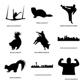 Set Of 9 simple editable icons such as fat guy, las vegas sky, skunk Free Stock Illustration