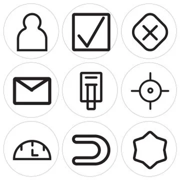 Set Of 9 simple editable icons such as Favorite, Magnet, Speedometer Free Stock Illustration