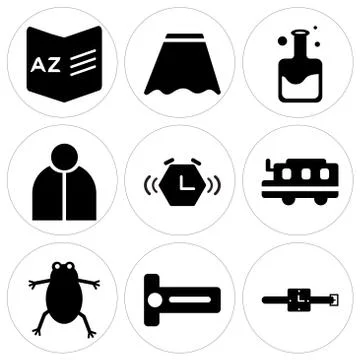 Set Of 9 simple editable icons such as Watch, Sharpener, Frog Illustrazione stock gratuita