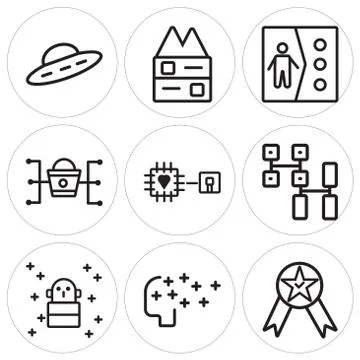 Set Of 9 simple editable icons such as Medal, Artificial intelligence, Monste Gratis stockillustratie