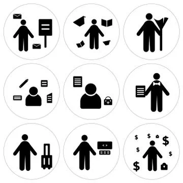 Set Of 9 simple editable icons such as Pirate, Programmer, Tourist Illustrazione stock gratuita