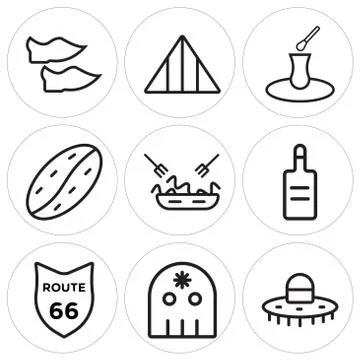 Set Of 9 simple editable icons such as Hat, Skull, Route 66 Free Stock Illustration