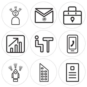 Set Of 9 simple editable icons such as Newspaper, Building, Startup Selección de ilustraciones gratis
