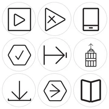 Set Of 9 simple editable icons such as Map, Youtube, Download Free Stock Illustration