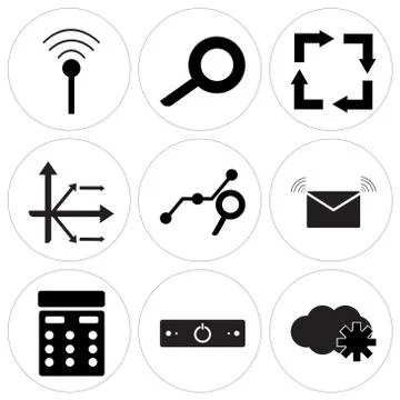 Set Of 9 simple editable icons such as Cloude, Power off, Calculator Ilustração Stock Gratuita