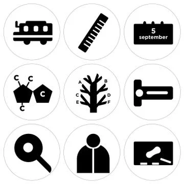 Set Of 9 simple editable icons such as Chalkboard, Teacher, Magnifying glass Free Stock Illustration