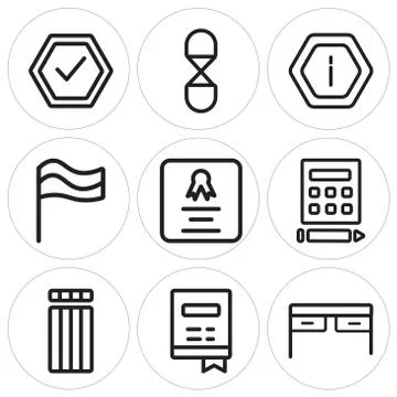 Set Of 9 simple editable icons such as Table, Notebook, Building Selección de ilustraciones gratis