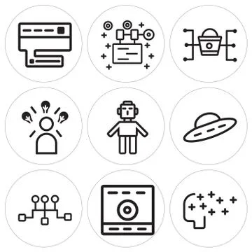Set Of 9 simple editable icons such as Artificial intelligence, Computer, Ser Illustrazione stock gratuita