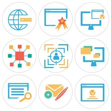 Set Of 9 simple editable icons such as Browser, Web de, Browser Free Stock Illustration