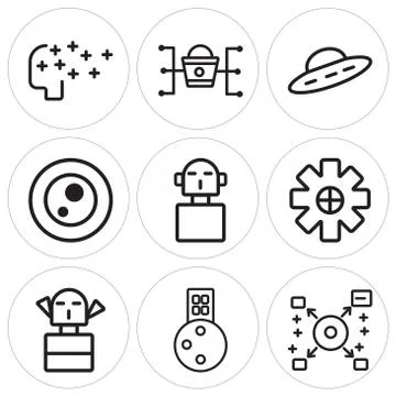 Set Of 9 simple editable icons such as Artificial intelligence, City, Monster 무료 스톡 일러스트