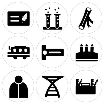 Set Of 9 simple editable icons such as Folder, Dna, Teacher Free Stock Illustration