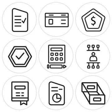 Set Of 9 simple editable icons such as Box, Stats, Notebook Free Stock Illustration