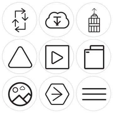 Set Of 9 simple editable icons such as Menu, Youtube, Picture Free Stock Illustration