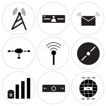 Set Of 9 simple editable icons such as World, Power off, Data analytic Ilustração Stock Gratuita