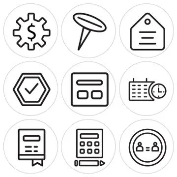 Set Of 9 simple editable icons such as Teamwork, Calculator, Notebook Illustrazione stock gratuita