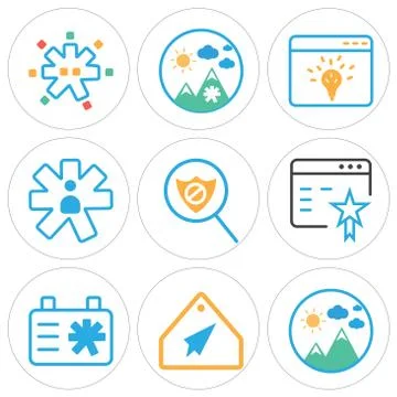 Set Of 9 simple editable icons such as Image, Tag, Clipboard 無料イラスト素材