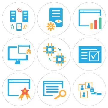 Set Of 9 simple editable icons such as User, Browser, Browser Free Stock Illustration