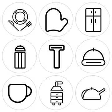 Set Of 9 simple editable icons such as Kettle, Extractor hood, Coffee Free Stock Illustration