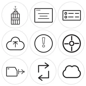 Set Of 9 simple editable icons such as Computing, Retweet, Folder Free Stock Illustration