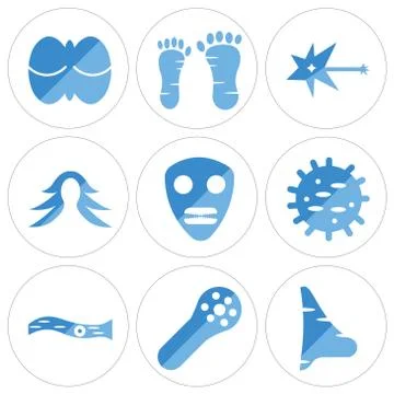 Set Of 9 simple editable icons such as Big Nose, Muscle Fiber, Rod Cell Selección de ilustraciones gratis
