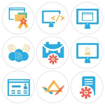 Set Of 9 simple editable icons such as File, Pen, Browser Free Stock Illustration