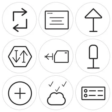 Set Of 9 simple editable icons such as Menu, Cloud computing, Plus Illustrazione stock gratuita