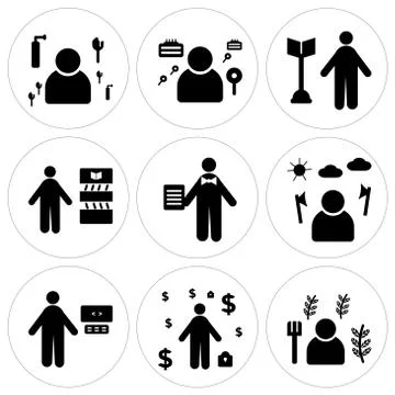 Set Of 9 simple editable icons such as Farmer, Pirate, Programmer 무료 스톡 일러스트