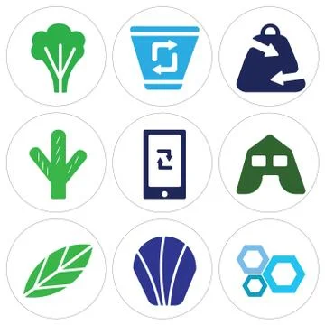 Set Of 9 simple editable icons such as Honeycomb, Sea Shell, Big Leaf Free Stock Illustration