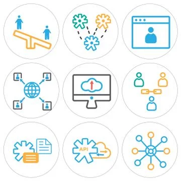 Set Of 9 simple editable icons such as Network, Api, File Free Stock Illustration
