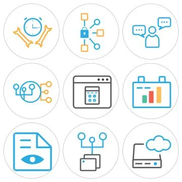 Set Of 9 simple editable icons such as Server, Folder, Graphic de Free Stock Illustration