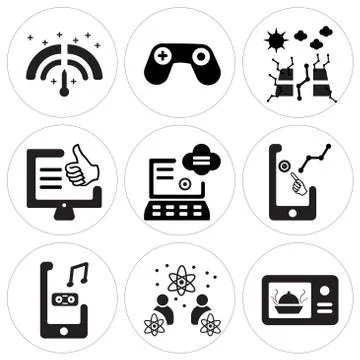 Set Of 9 simple editable icons such as Microwave, Knowledge, Speaker Free Stock Illustration