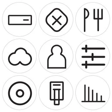 Set Of 9 simple editable icons such as Stats, Printer, Visible 無料イラスト素材