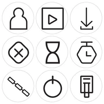 Set Of 9 simple editable icons such as Printer, Power, Link 無料イラスト素材