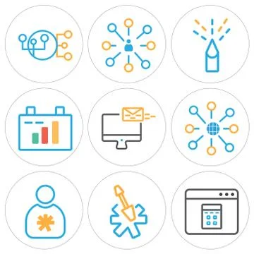 Set Of 9 simple editable icons such as Browser, Settings, User Free Stock Illustration