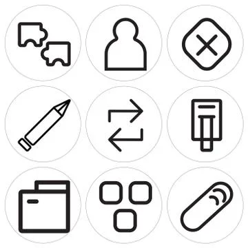 Set Of 9 simple editable icons such as Clip, Layout, Folder Free Stock Illustration