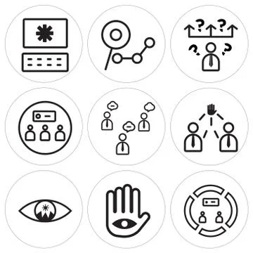 Set Of 9 simple editable icons such as Conference, Focus, Goal Free Stock Illustration