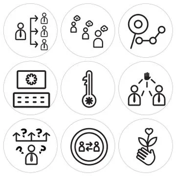 Set Of 9 simple editable icons such as Growth, Collaboration, Question Grats Stockgrafik
