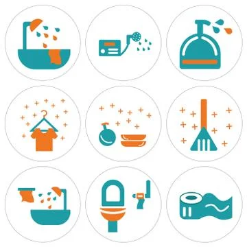 Set Of 9 simple editable icons such as Toilet paper, Toilet, Bathtub Free Stock Illustration